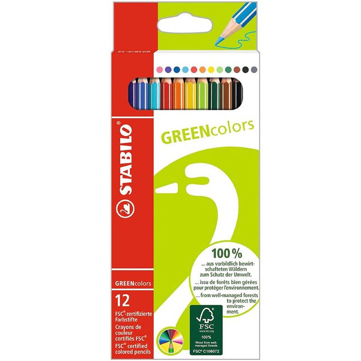 Stabilo Farveblyanter - GreenColors - 12 stk. - Multifarvet