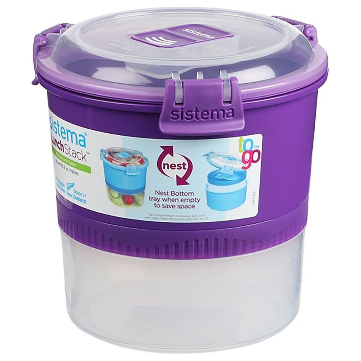 Sistema Madkasse m. Bestik - Lunch Stack - 965 ml - Lilla