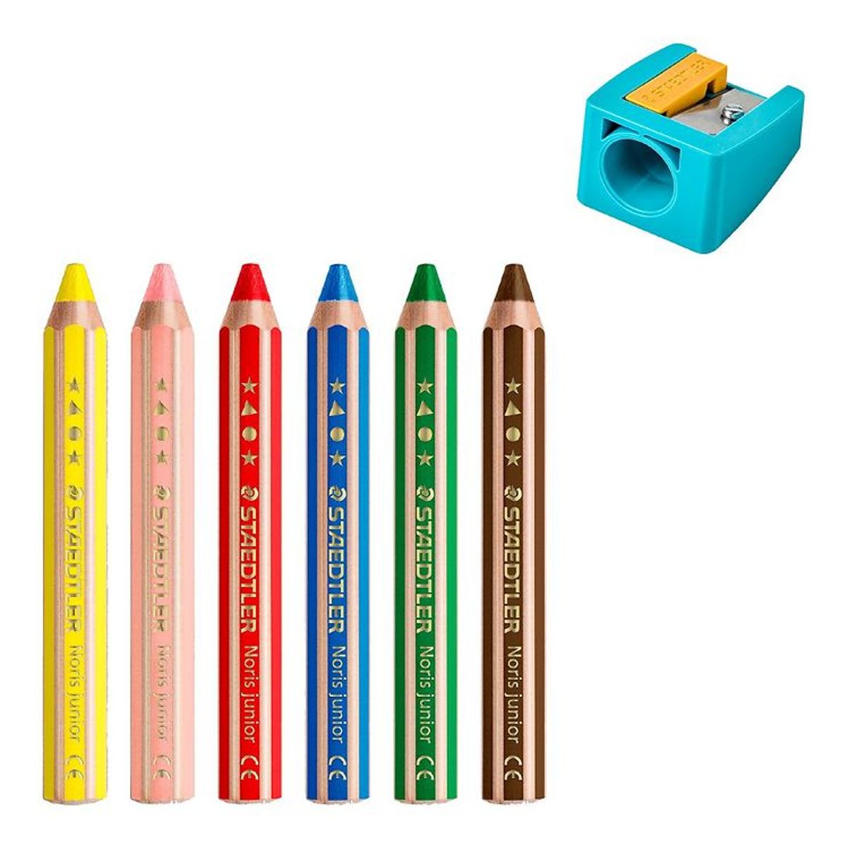 Staedtler Farveblyanter - Noris Junior - 3-i-1 - 6 stk m. Blyant