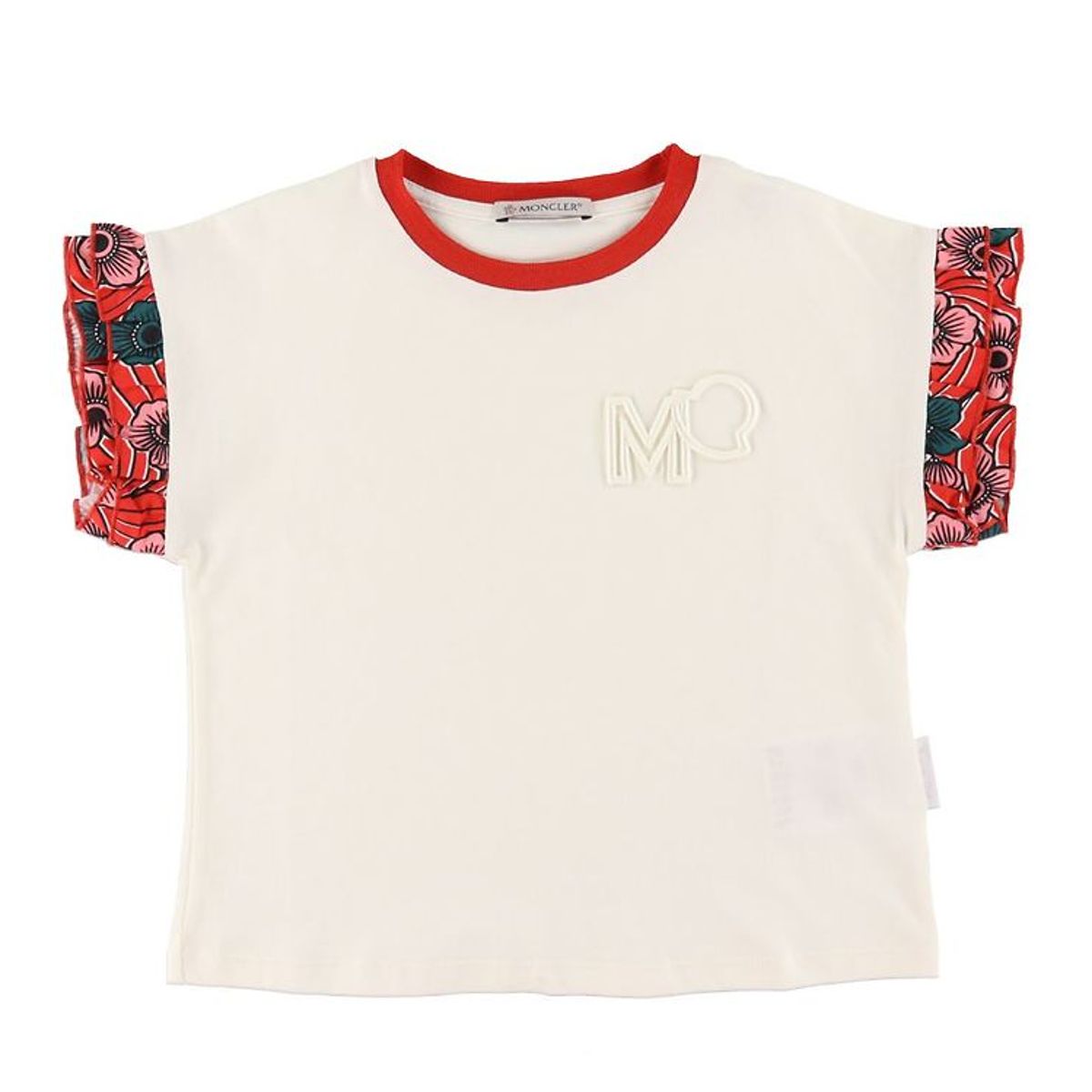 Moncler T-shirt - Hvid m. Rød/Blomster