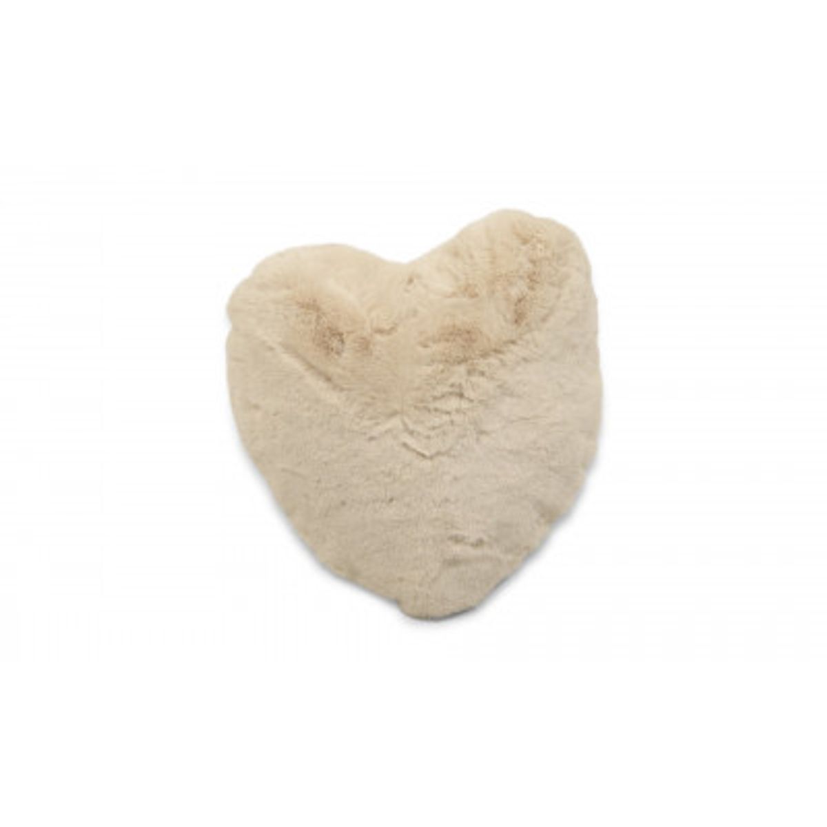 Fluffy heart beige - pude i imiteret pels