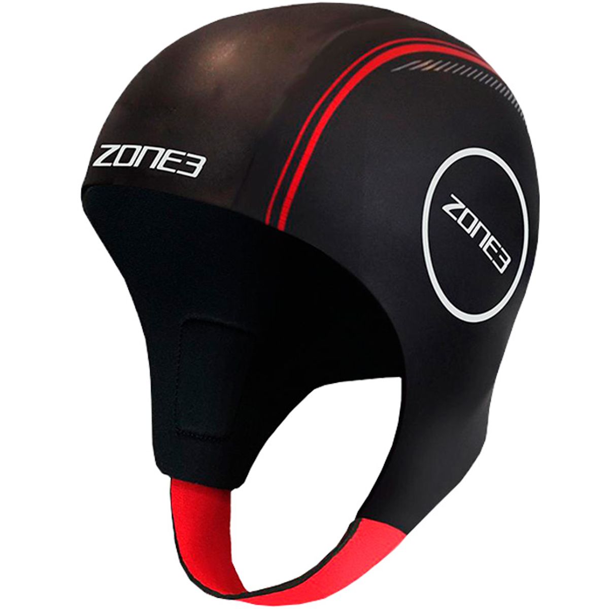 ZONE3 Rød/Sort Neopren Swim Cap-XS Sort/Rød