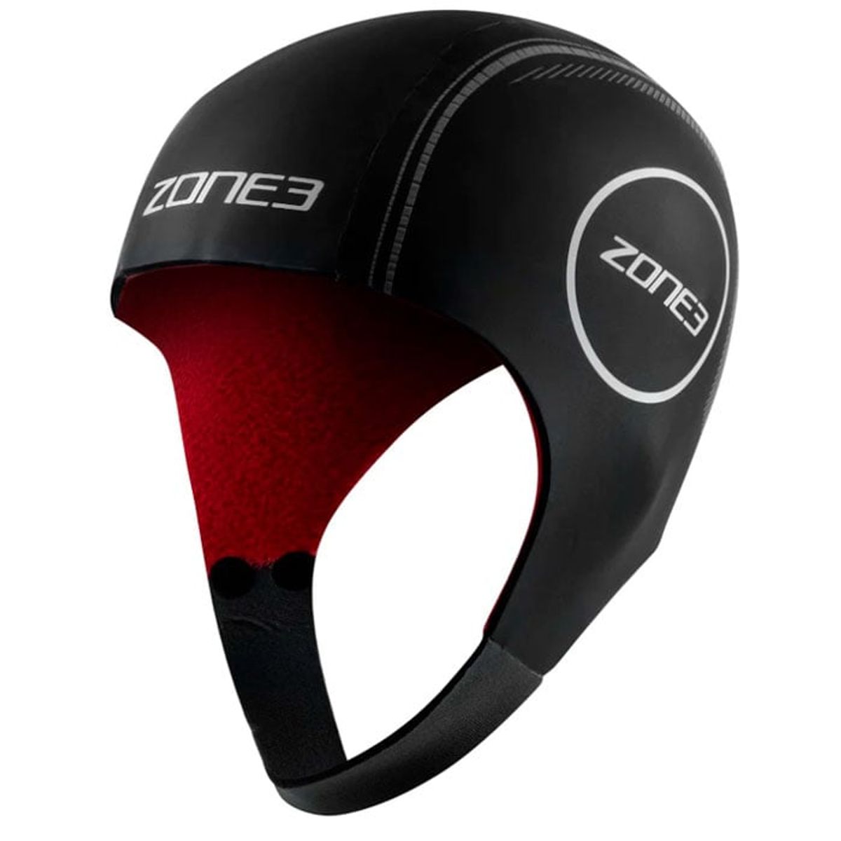 Zone3 Heat-Tech Swim Cap-M Sort/Rød