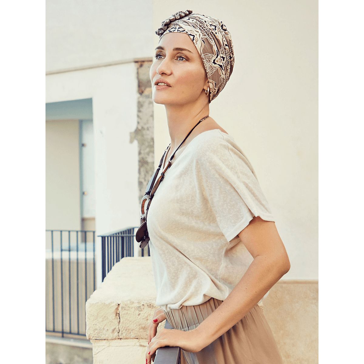 Lotus Turban | Beige Ornaments