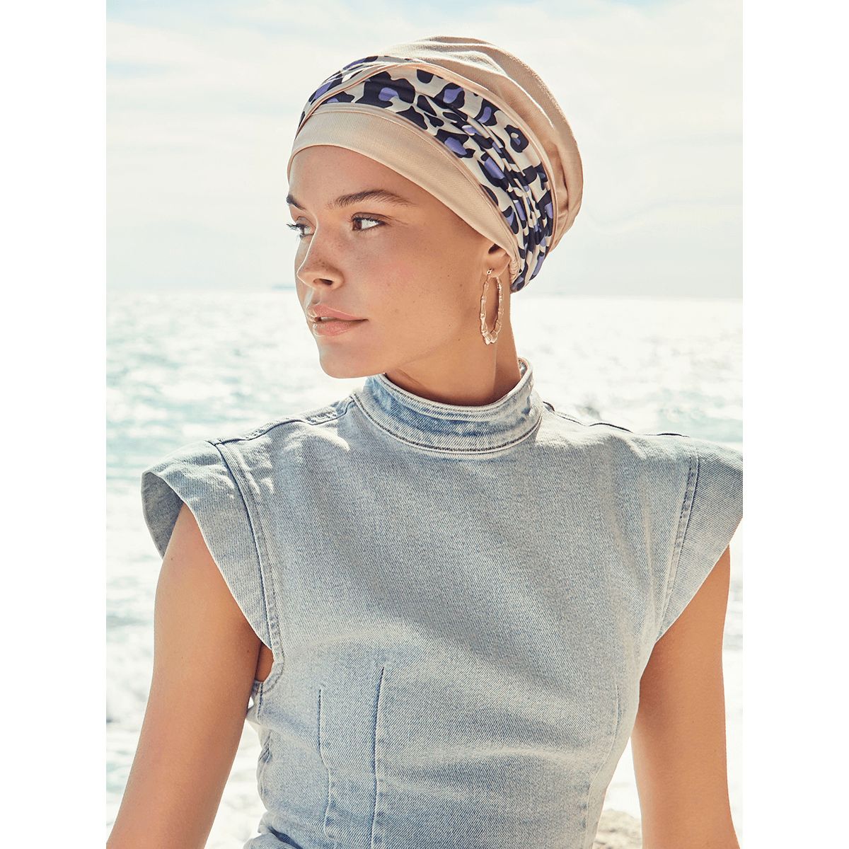 Emmy Turban | Cream w/Lavender Leo