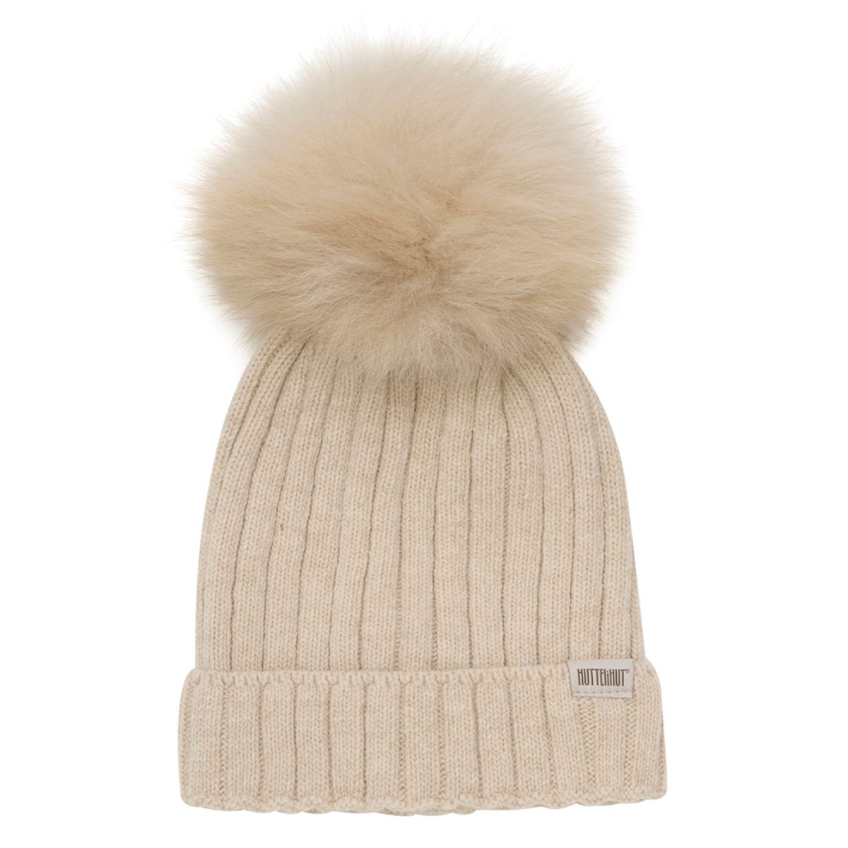 Merinould hue med alpaca pompom (6-8 år)