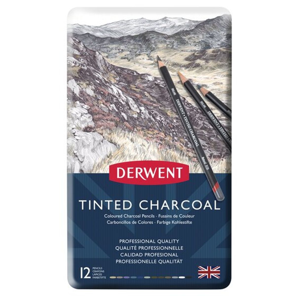 Derwent Tinted Charcoal - 12 stk. - Fast...