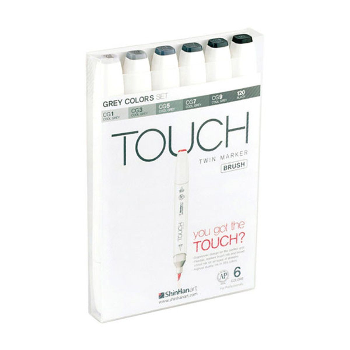 Touch Twin Marker Brush - sæt m/6 populæ...