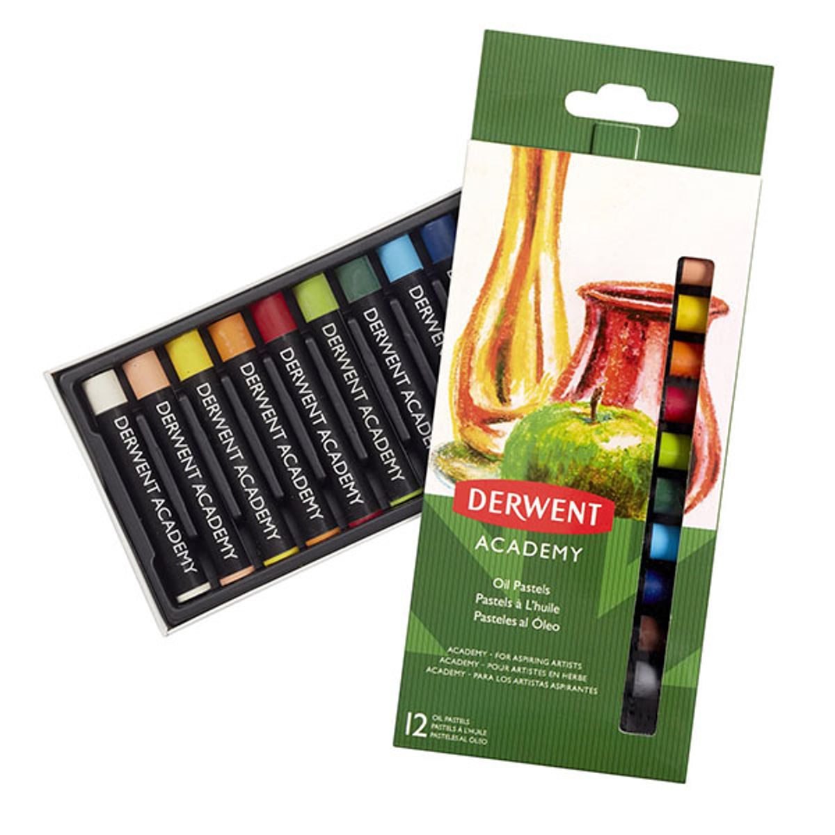 Derwent Oil Pastels - 12 stk. - Fast Lav...