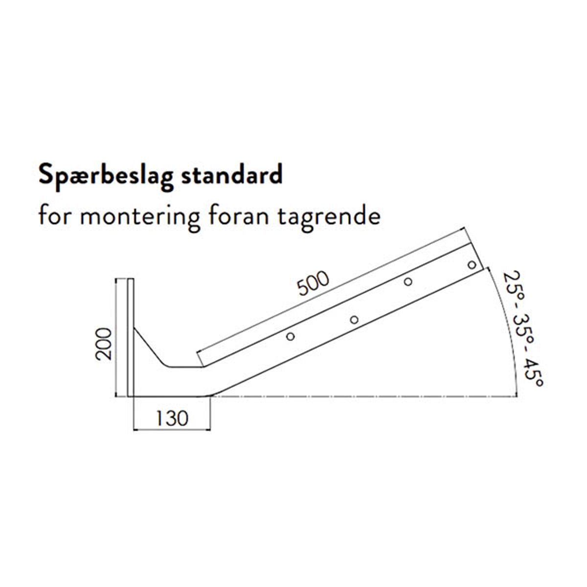 Spærbeslag til tagspær - vælg imellem 3 ... 35 grader