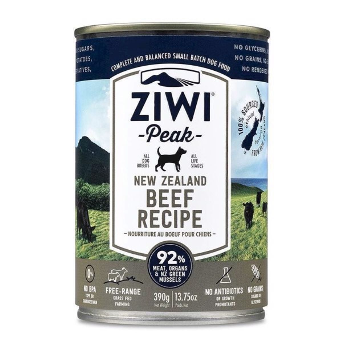 ZiwiPeak dåsemad beef, 390g