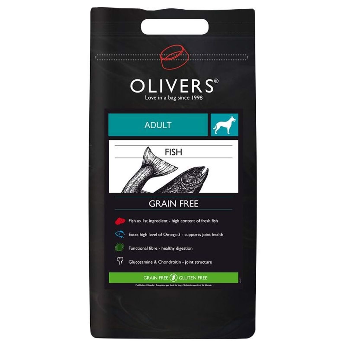 Olivers Adult Fish Medium Breed Grain Free, 12 kg