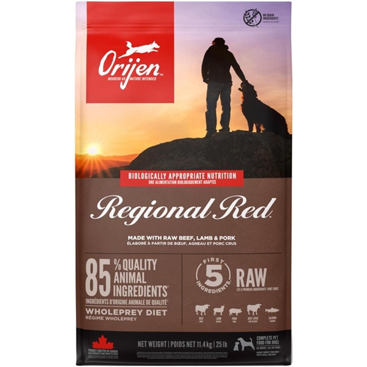 Orijen Regional Red med okse, vildsvin og lam, 11.4 kg