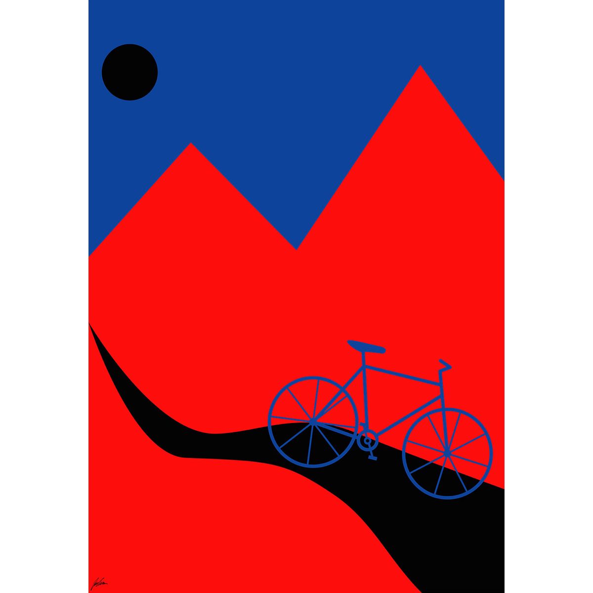 Mountainbike Blue af Justesen Plakater