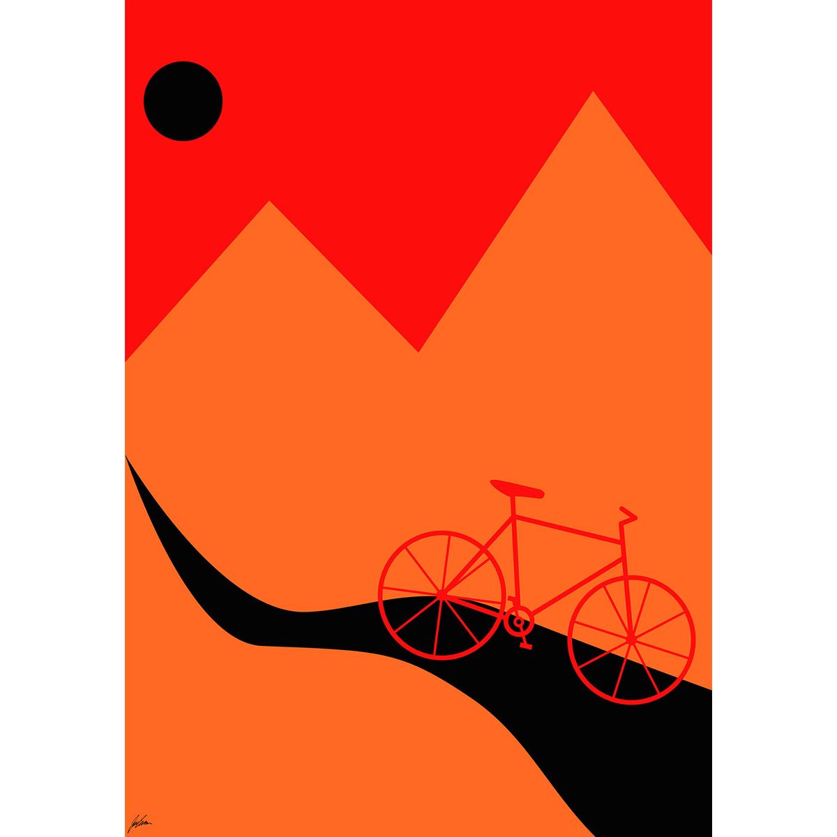 Mountainbike Orange af Justesen Plakater