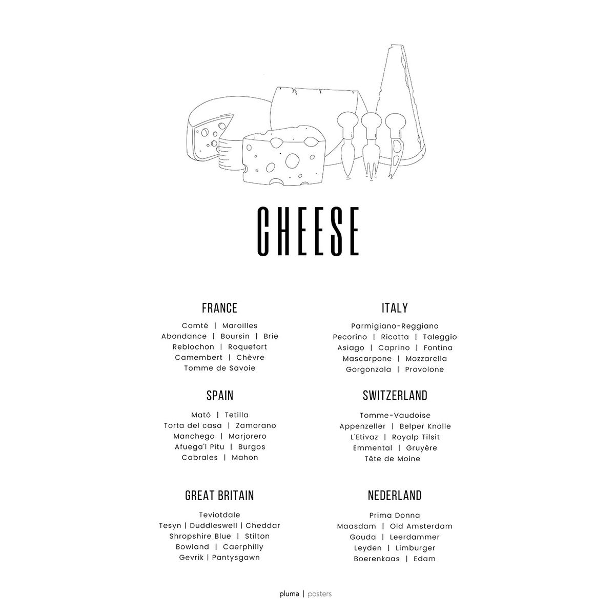 Cheese af Pluma Posters