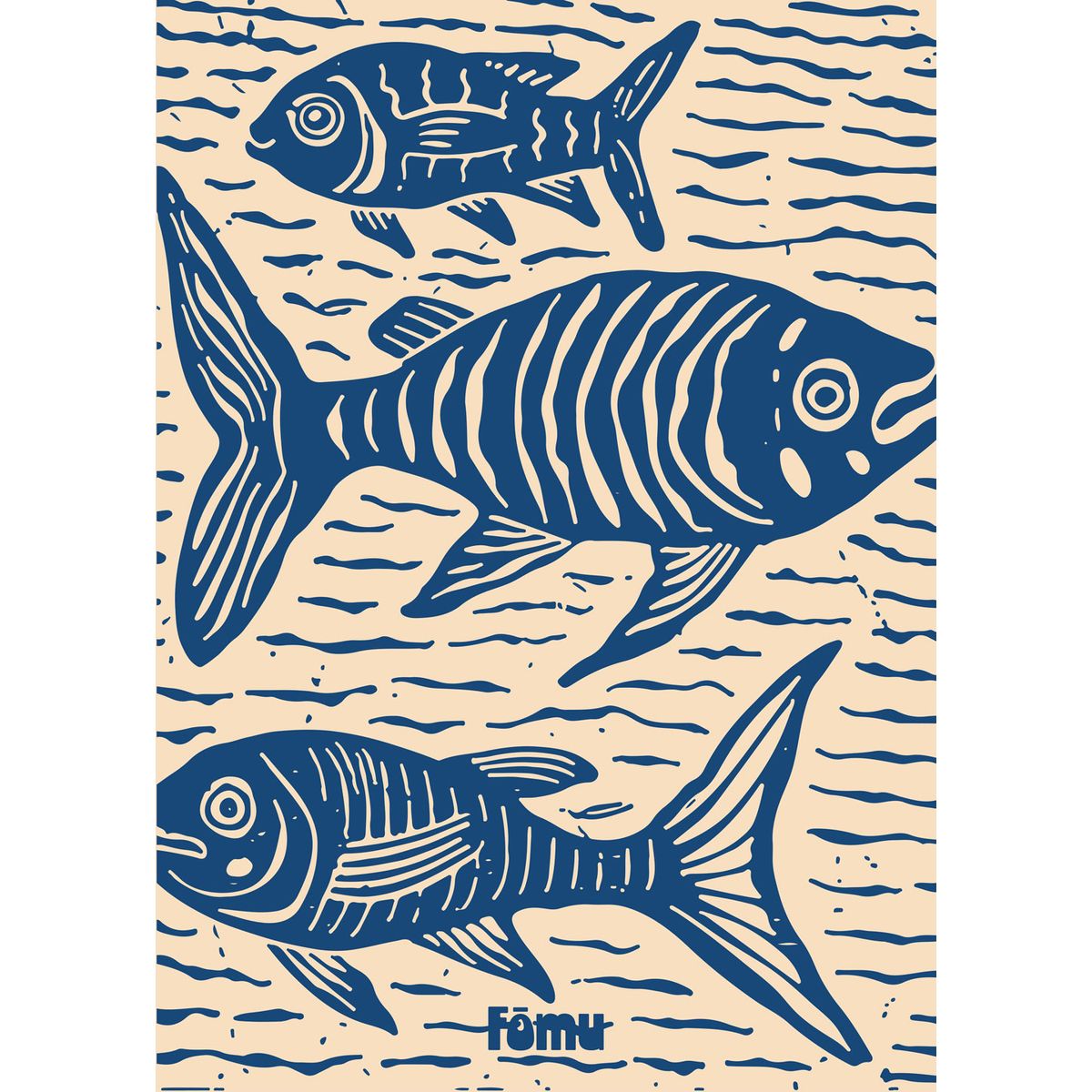 Fishes Lino 1 af Fōmu Illustrations