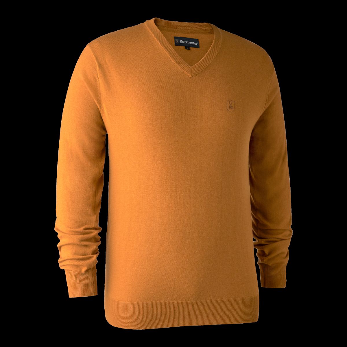 Deerhunter Kingston Striktrøje med V-hals Golden Oak 3XL