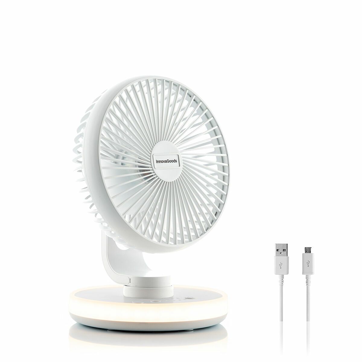 Genopladelig ventilator til skrivebord med LED FanLed InnovaGoods Ø6,6'' 4000 mAh