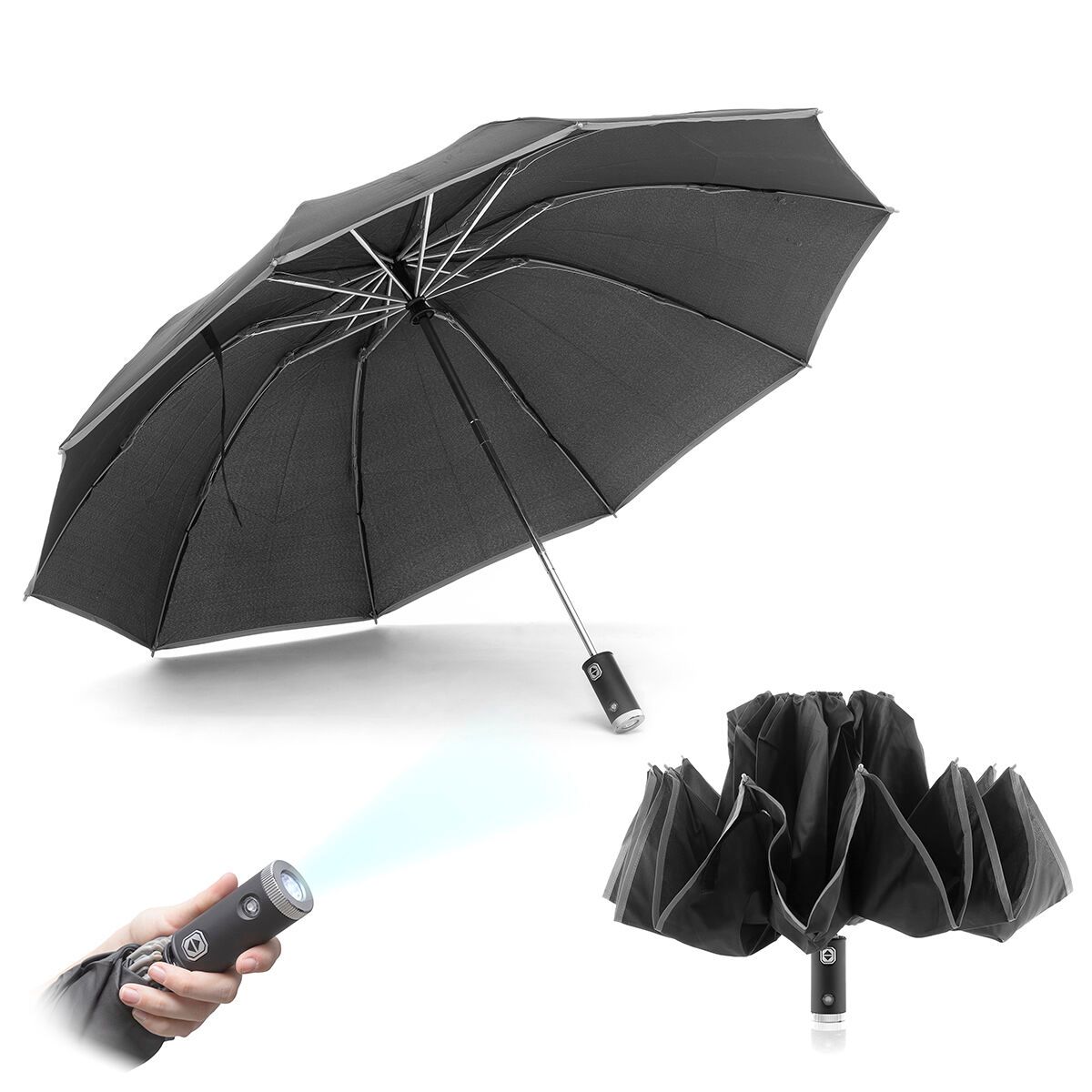 Paraply med LED og omvendt lukning Folbrella InnovaGoods