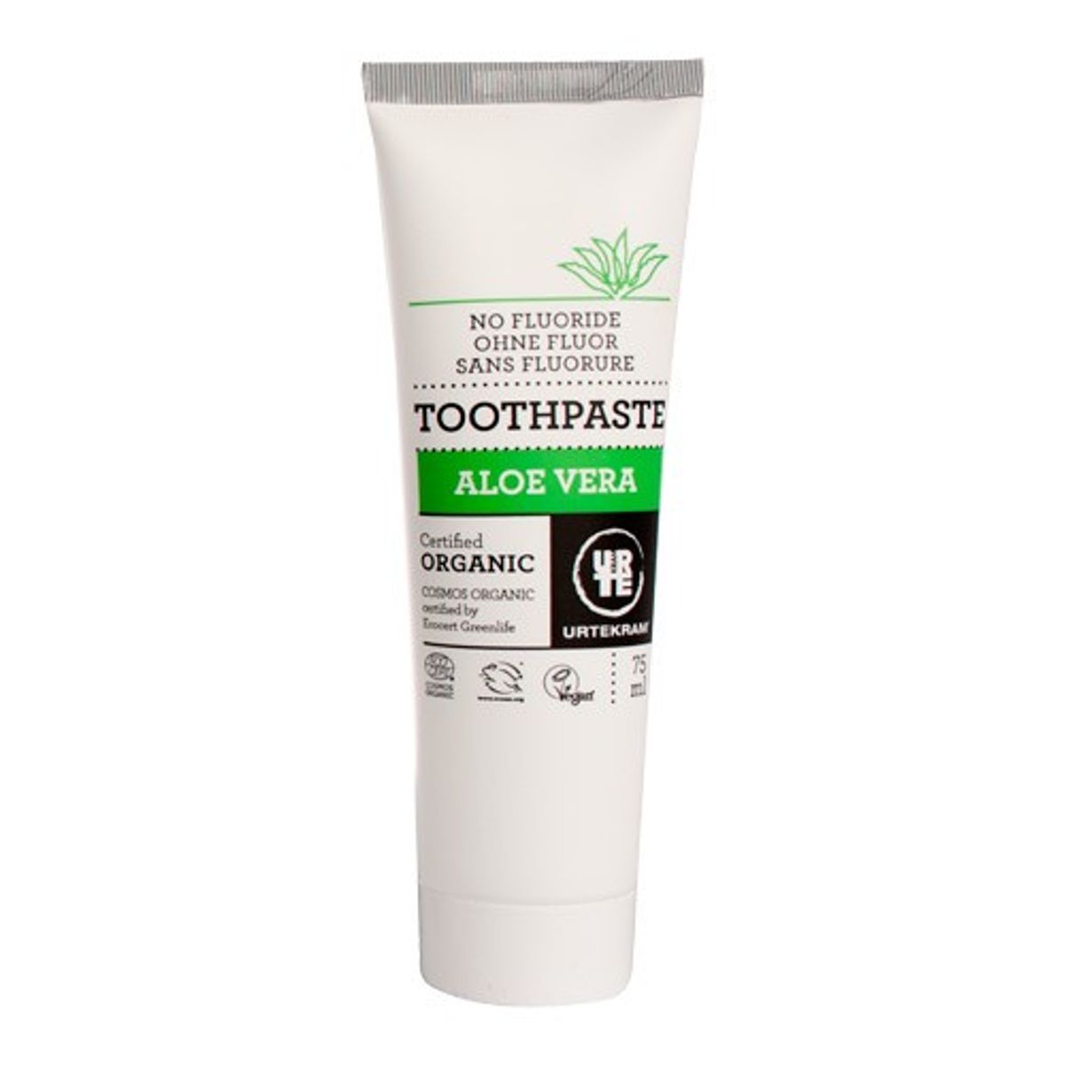 Tandpasta aloe vera uden fluor - 75 ml - Urtekram