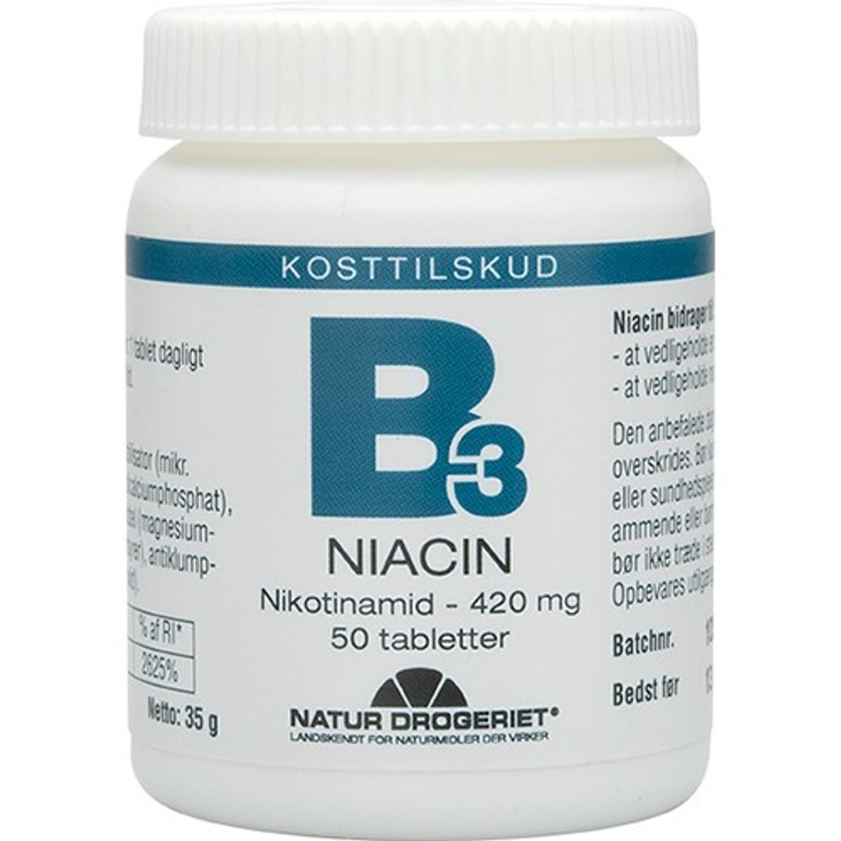 Niacin Nikotinamid B3 420 mg - 50 tab - Natur Drogeriet