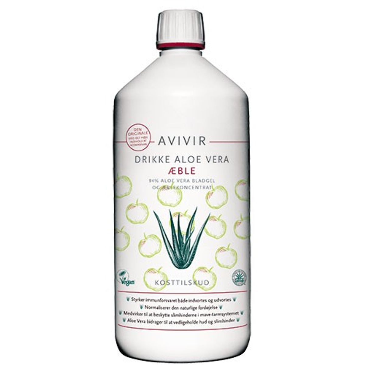 Aloe Vera Drikke 95 % m. æbler Avivir - 1 ltr - Avivir