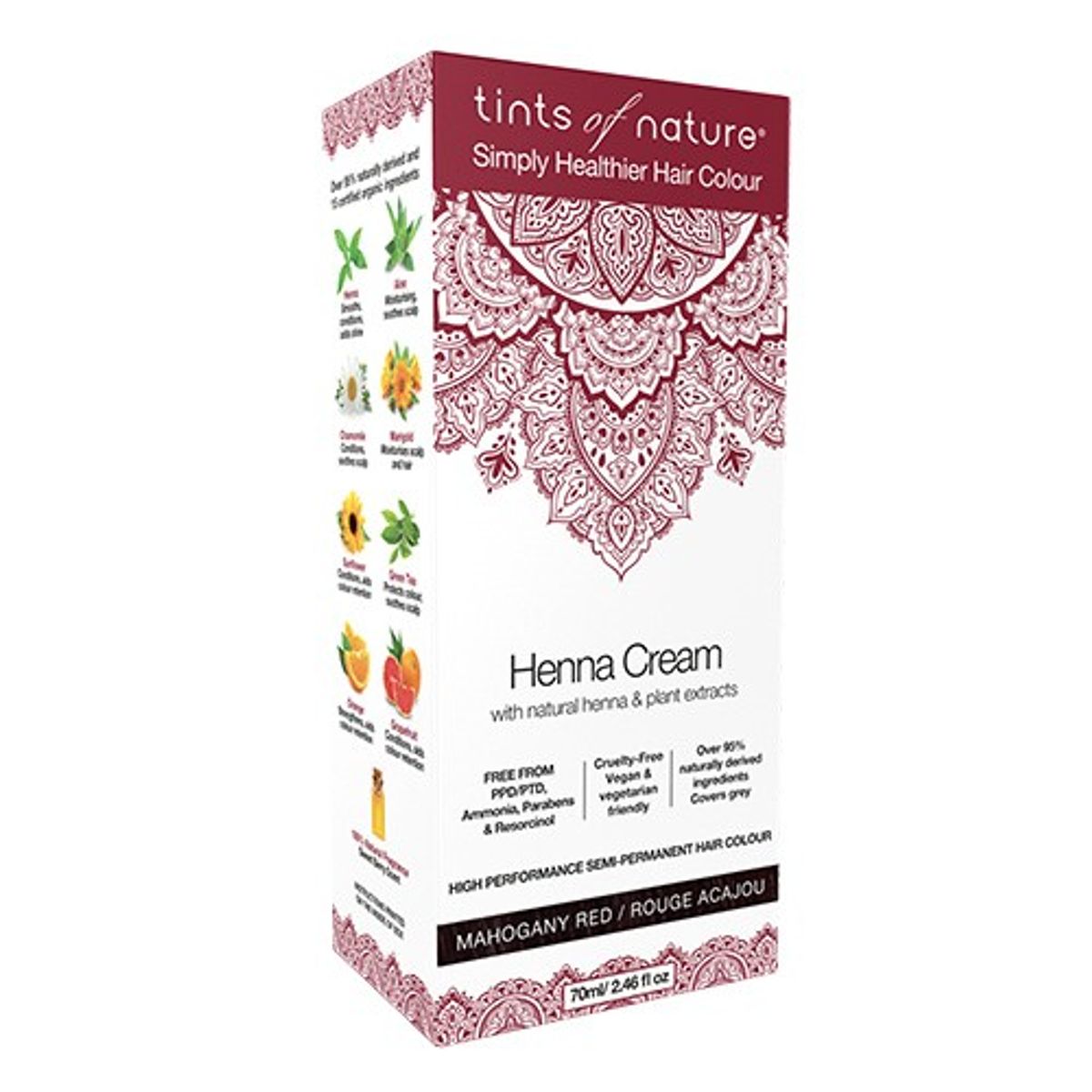 Hårfarve Henna Creme Mahogany Red - 70 ml - Tints of Nature