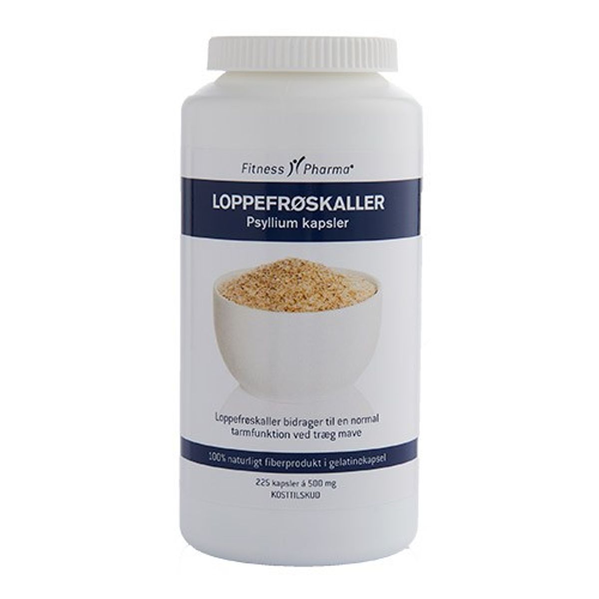 Loppefrøskaller Psyllium - 225 kapsler - Fitness Pharma