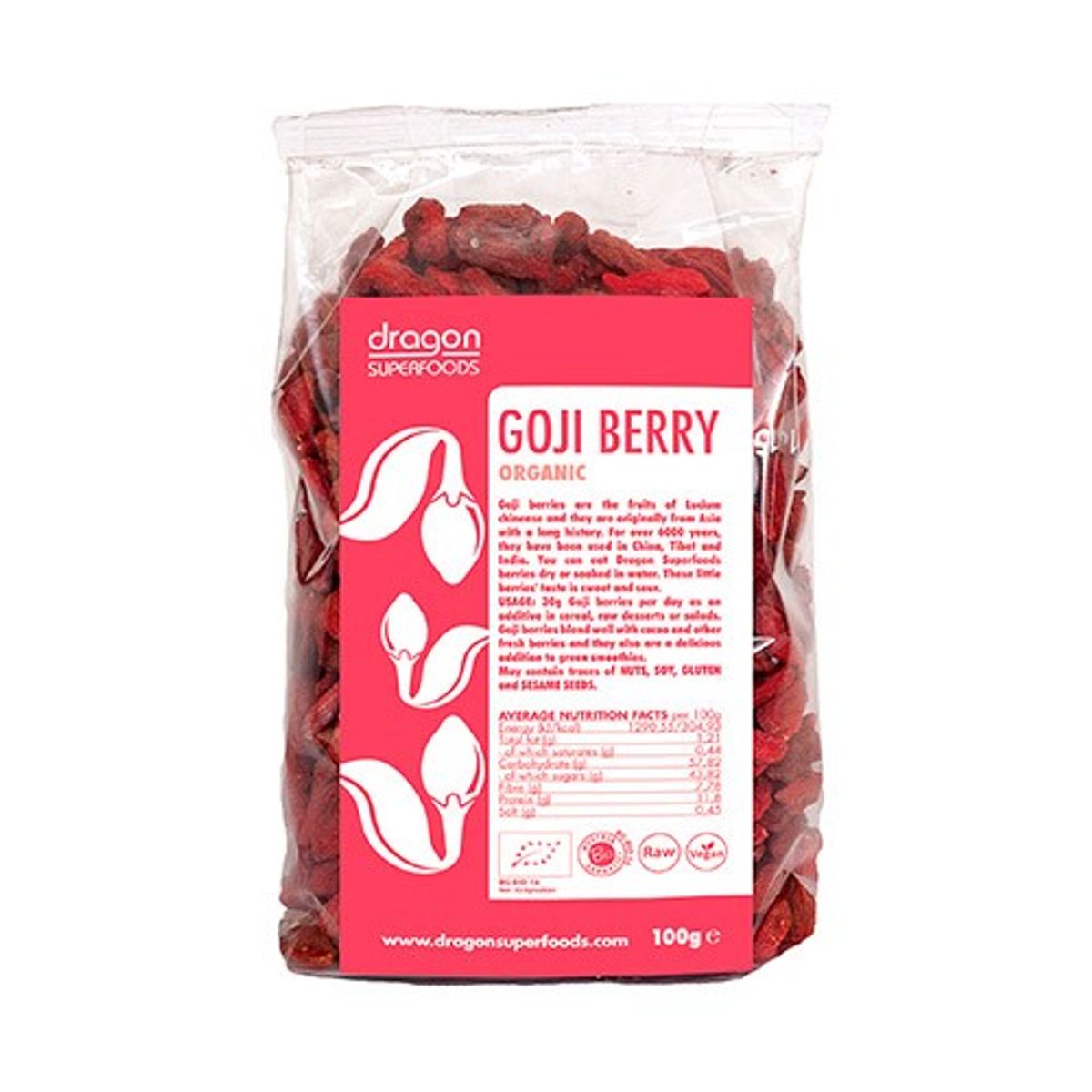 Goji bær Økologisk - 100 gram - Dragon Superfoods