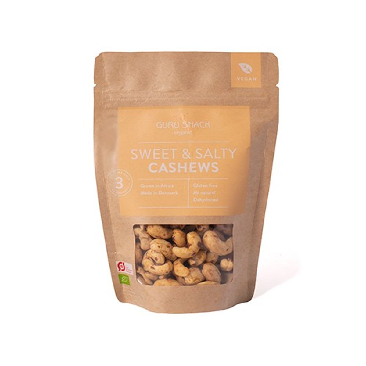 Cashew Sweet & Salty Økologisk - 100 gram - Guru Snack