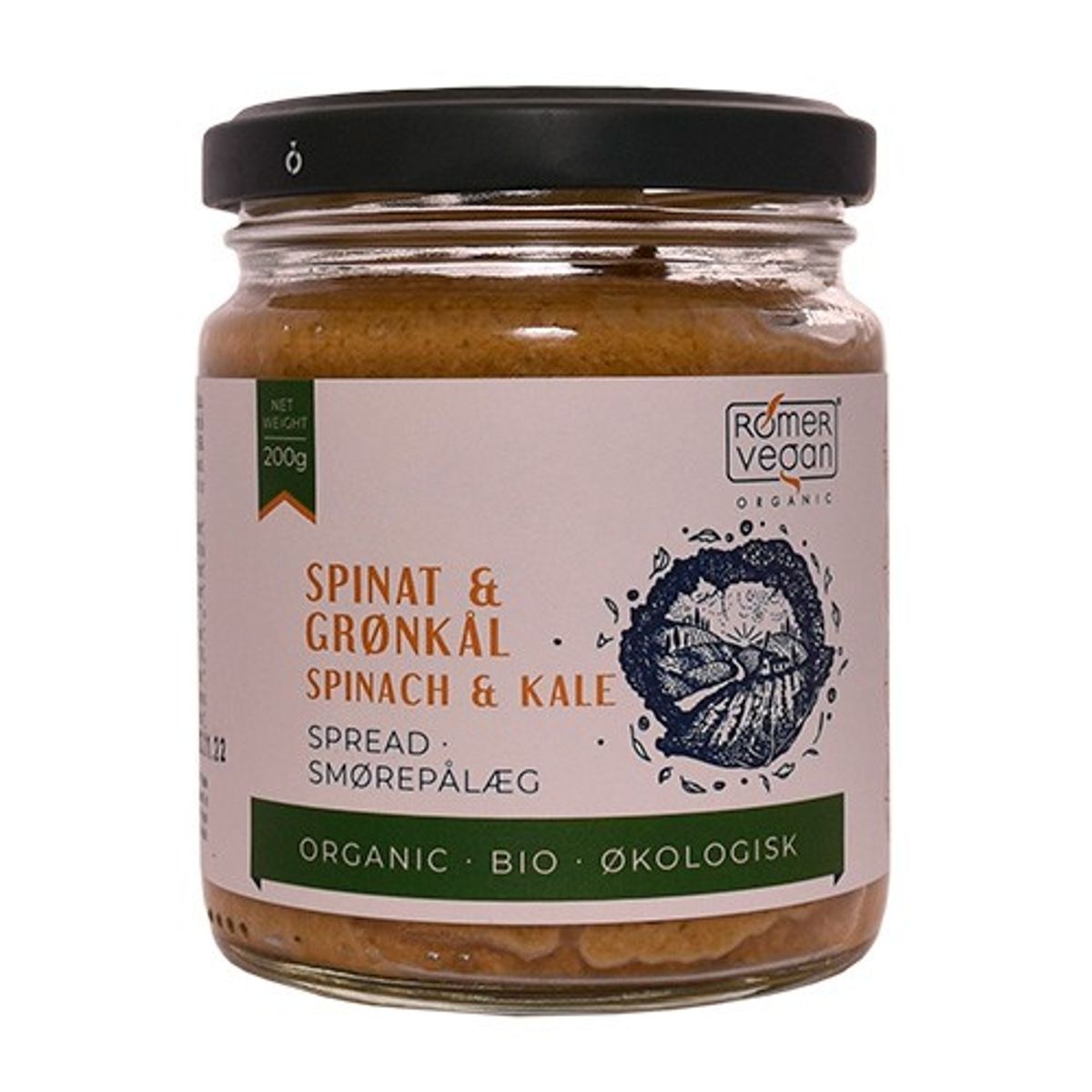 Smørepålæg Spinat & Grønkål Økologisk - 200 gram - Rømer Vegan