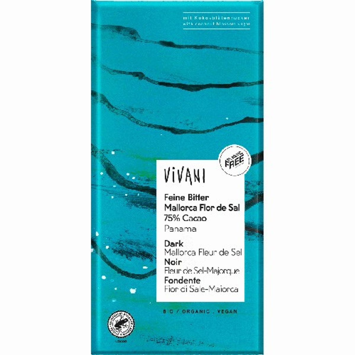 Vivani mørk m. Mallorca salt økologisk - 80 gram - Vivani