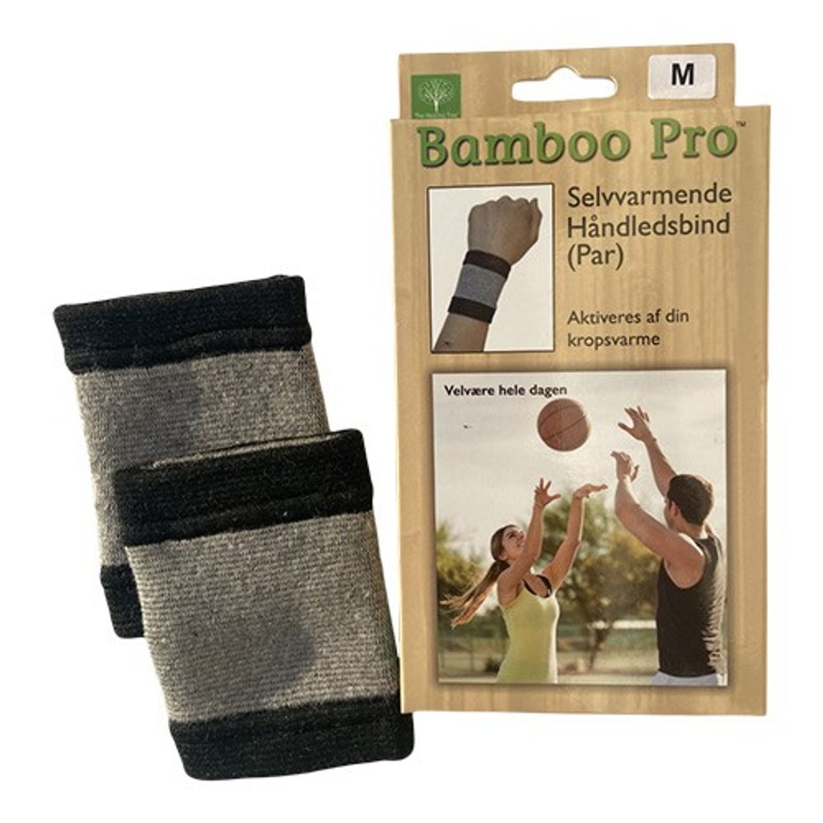 Håndledsbind, Selvvarmende, Str: M - 1 pakke - Bamboo Pro