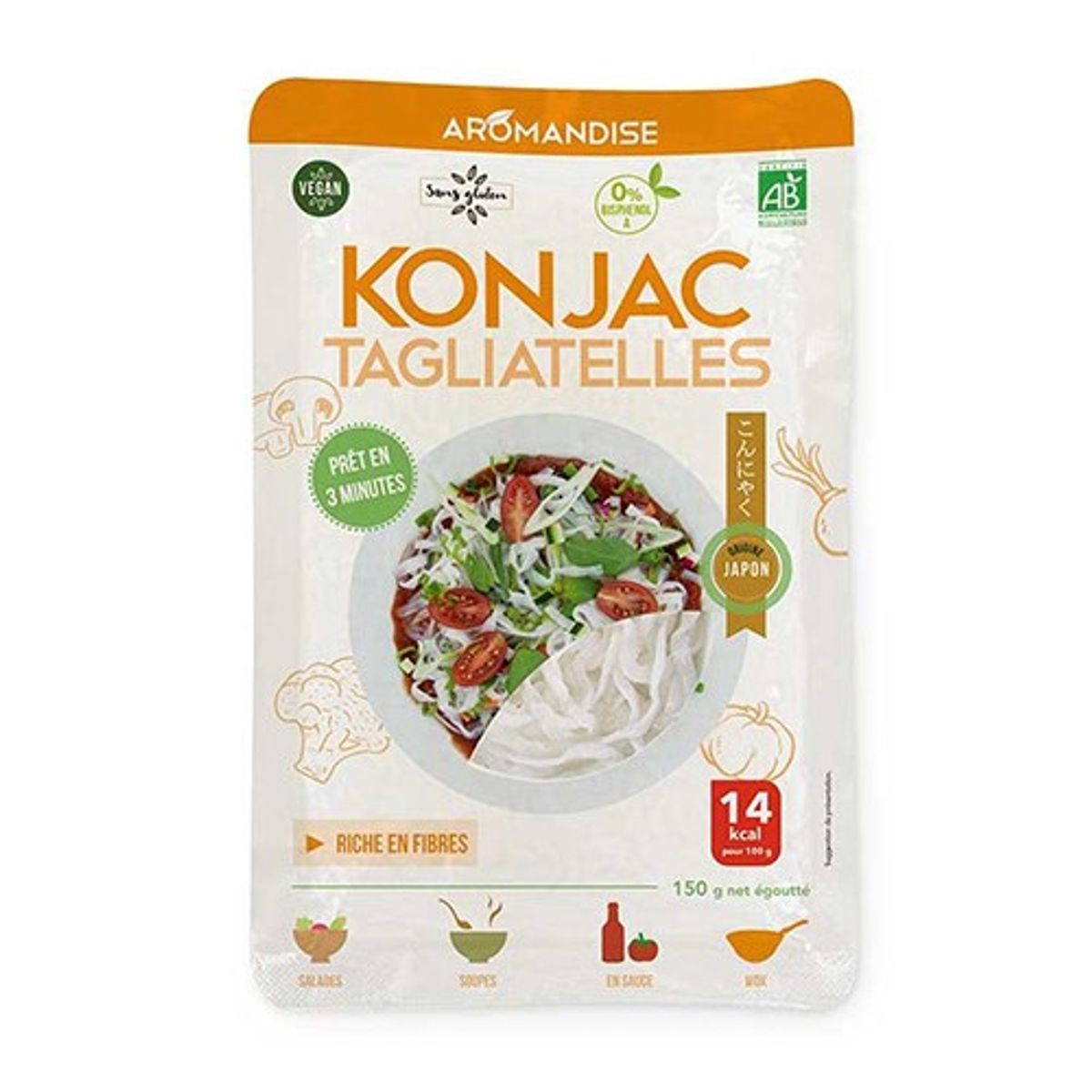 Shirataki & Ris tagliatelles Økologisk - 180 gram - Aromandise