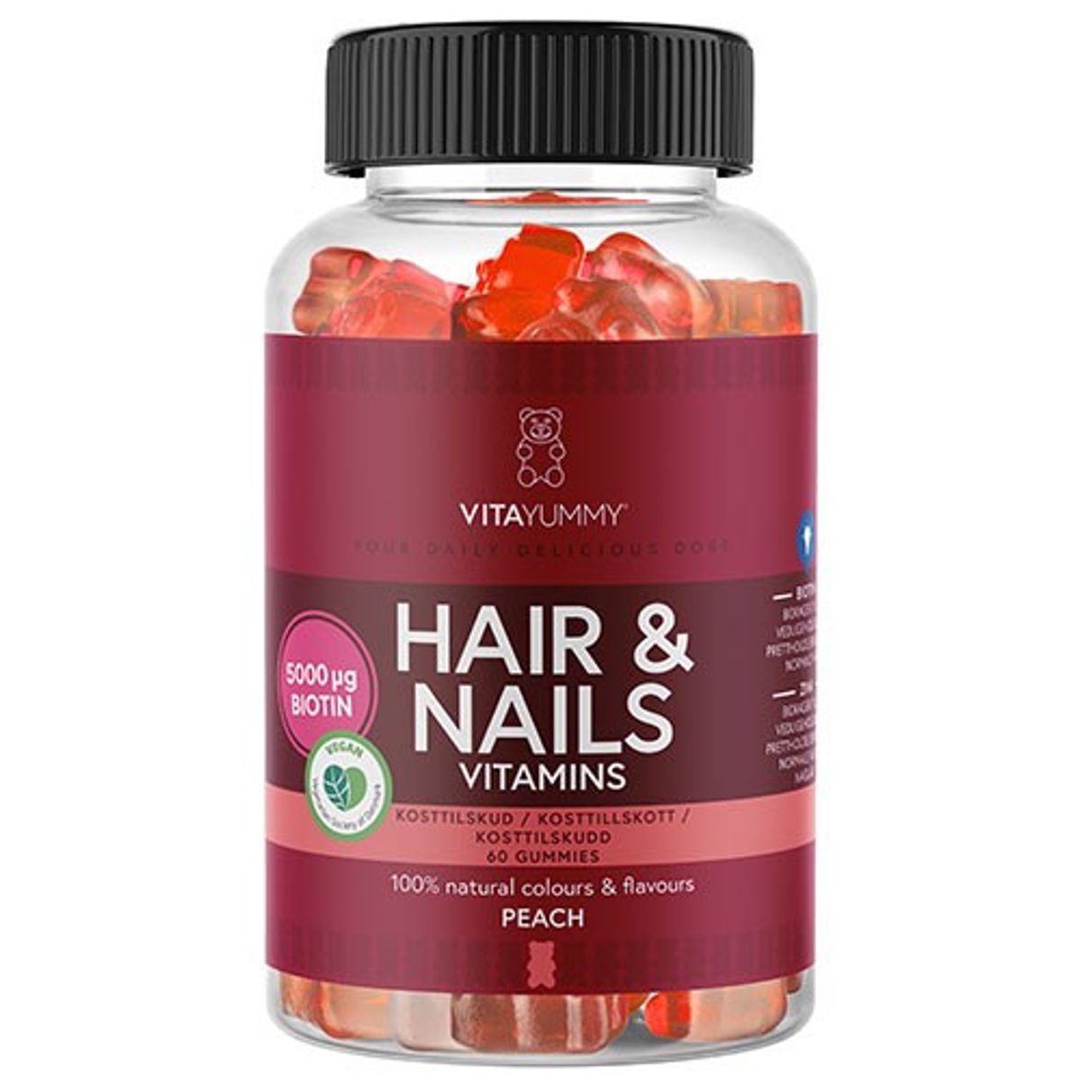 VitaYummy Hair & Nails Peach - 60 gum