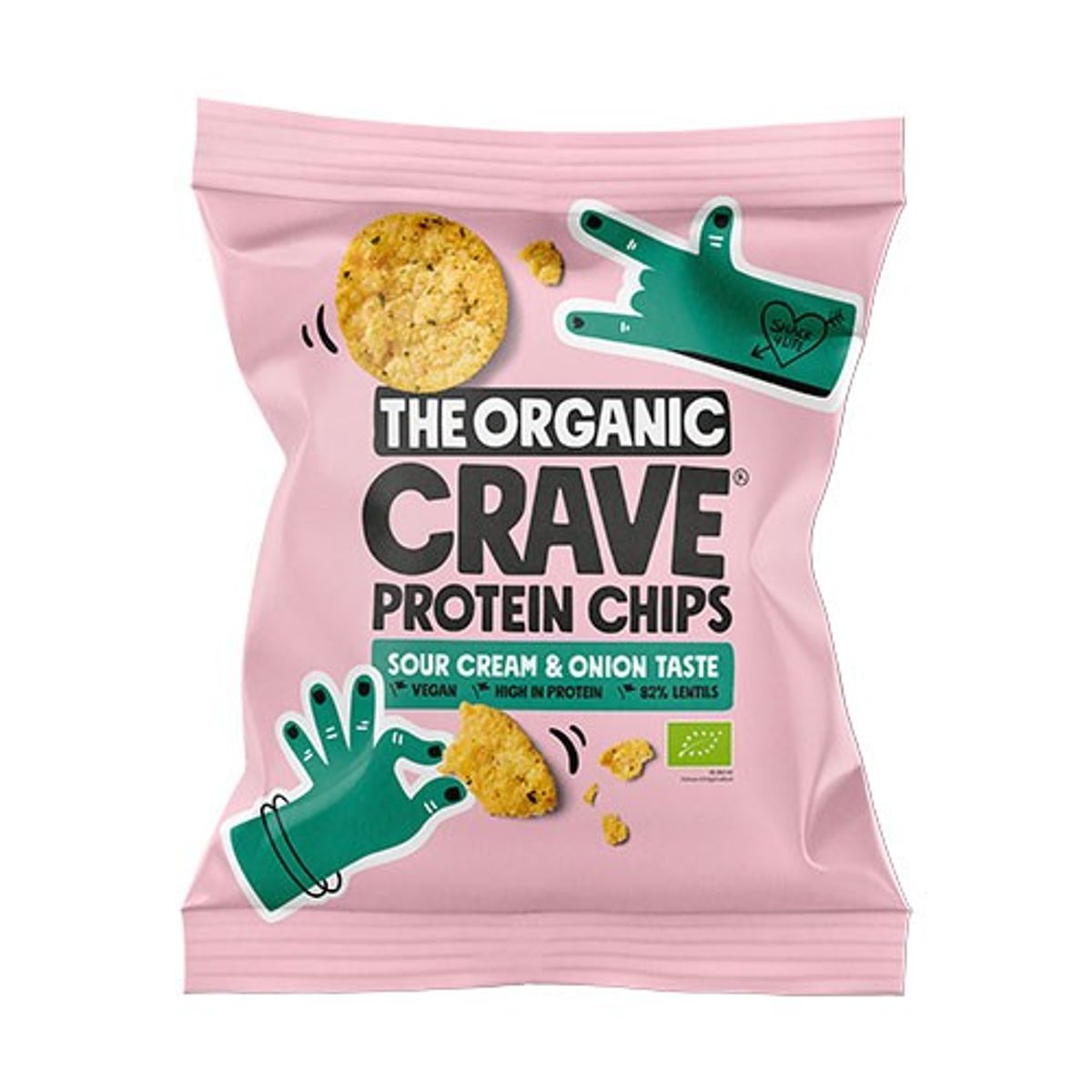 Veganske protein chips m. Sour cream and onion Økologisk - 30 gram - The Organic Crave