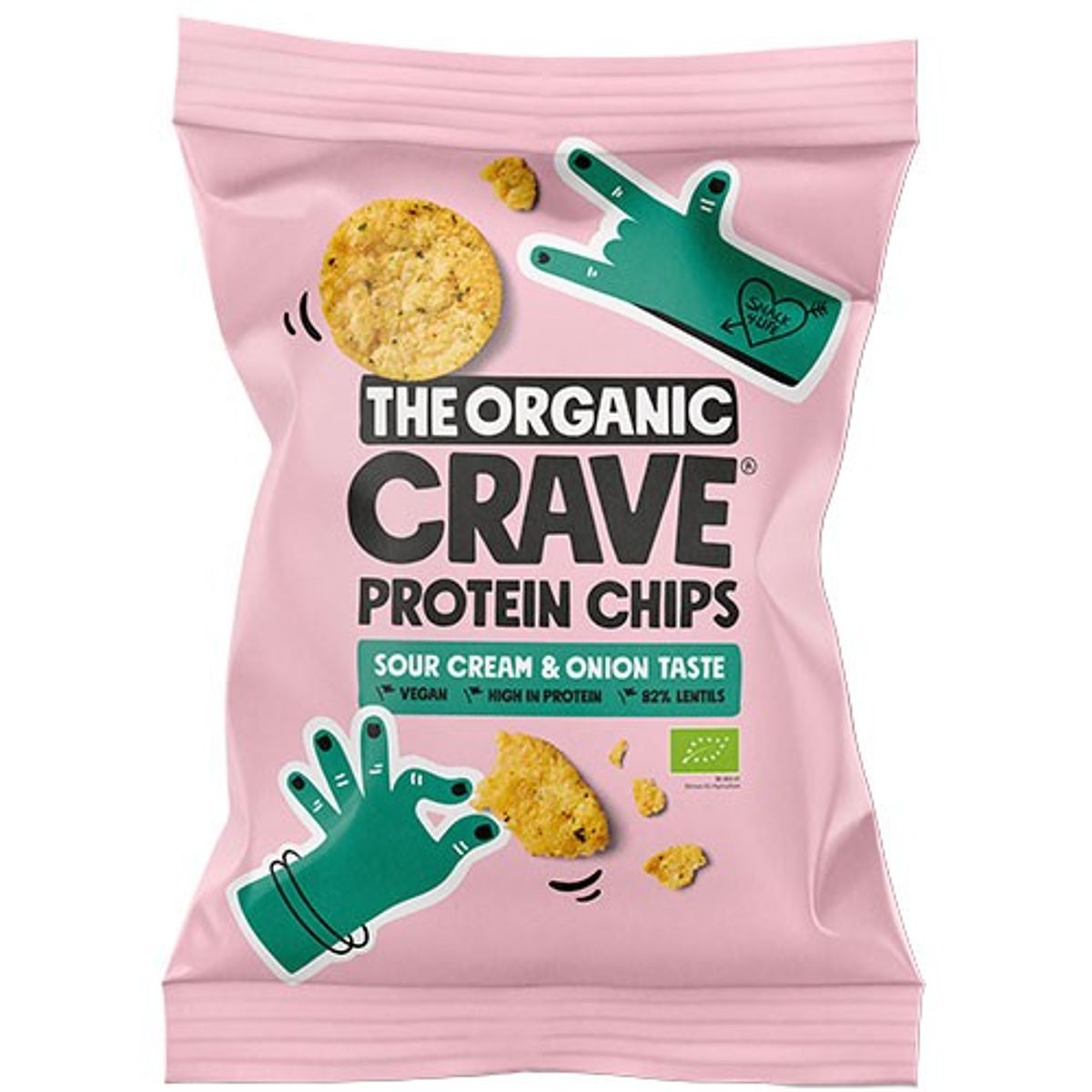 Veganske protein chips m. Sour cream & onion Økologisk - 75 gram - The Organic Crave