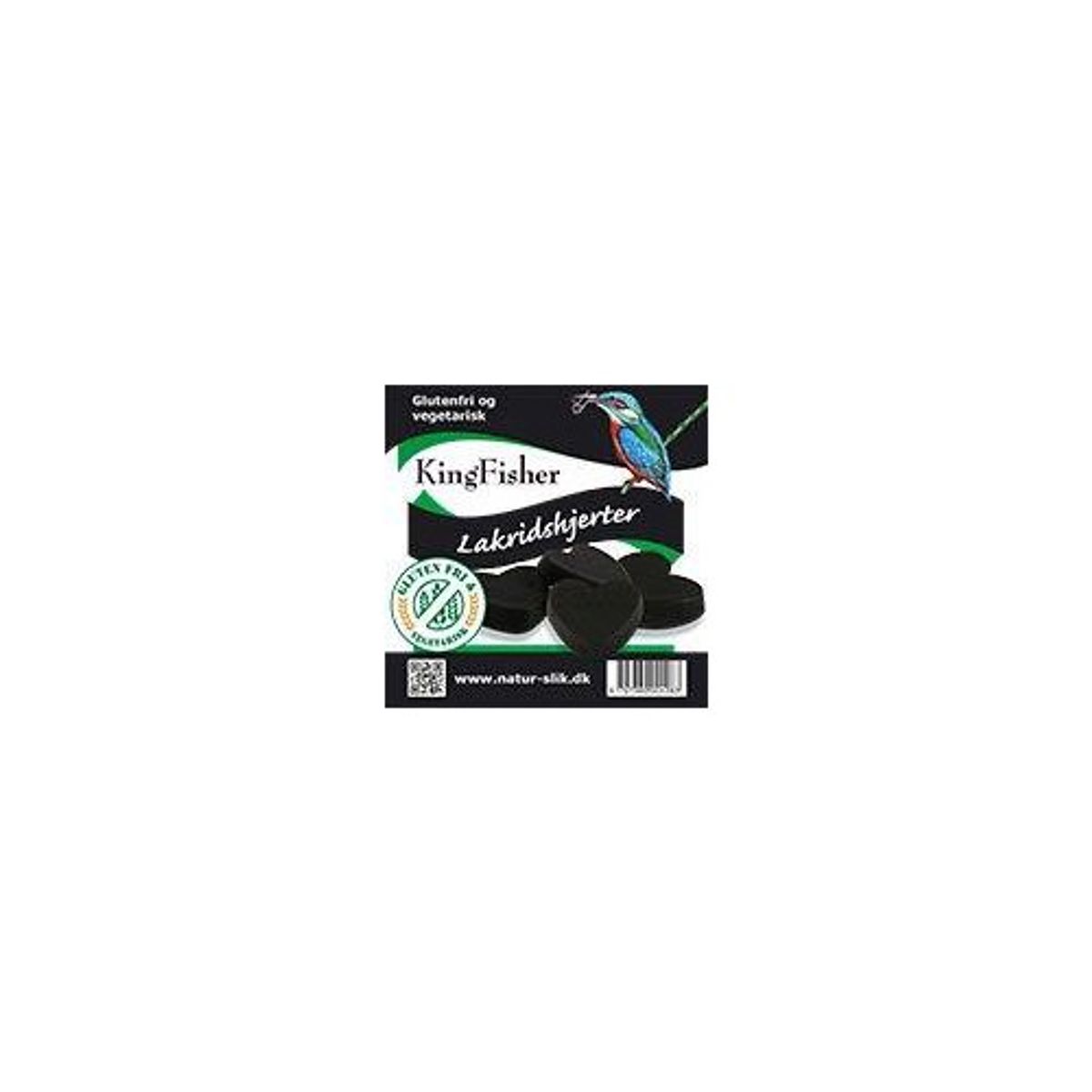 Lakridshjerter Glutenfri - 90 gram - King Fisher