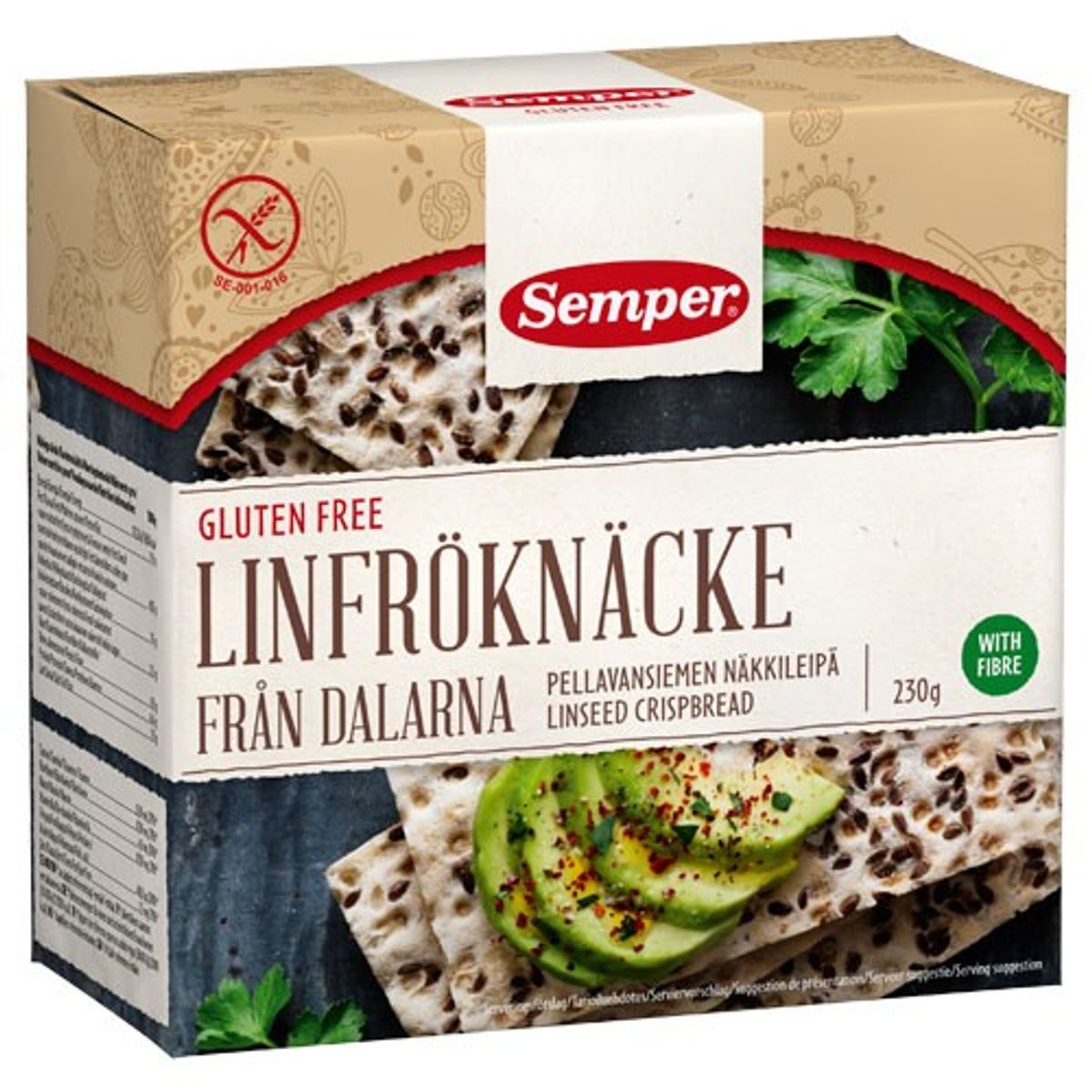 Knækbrød hørfrø glutenfri - 230 gr - Semper