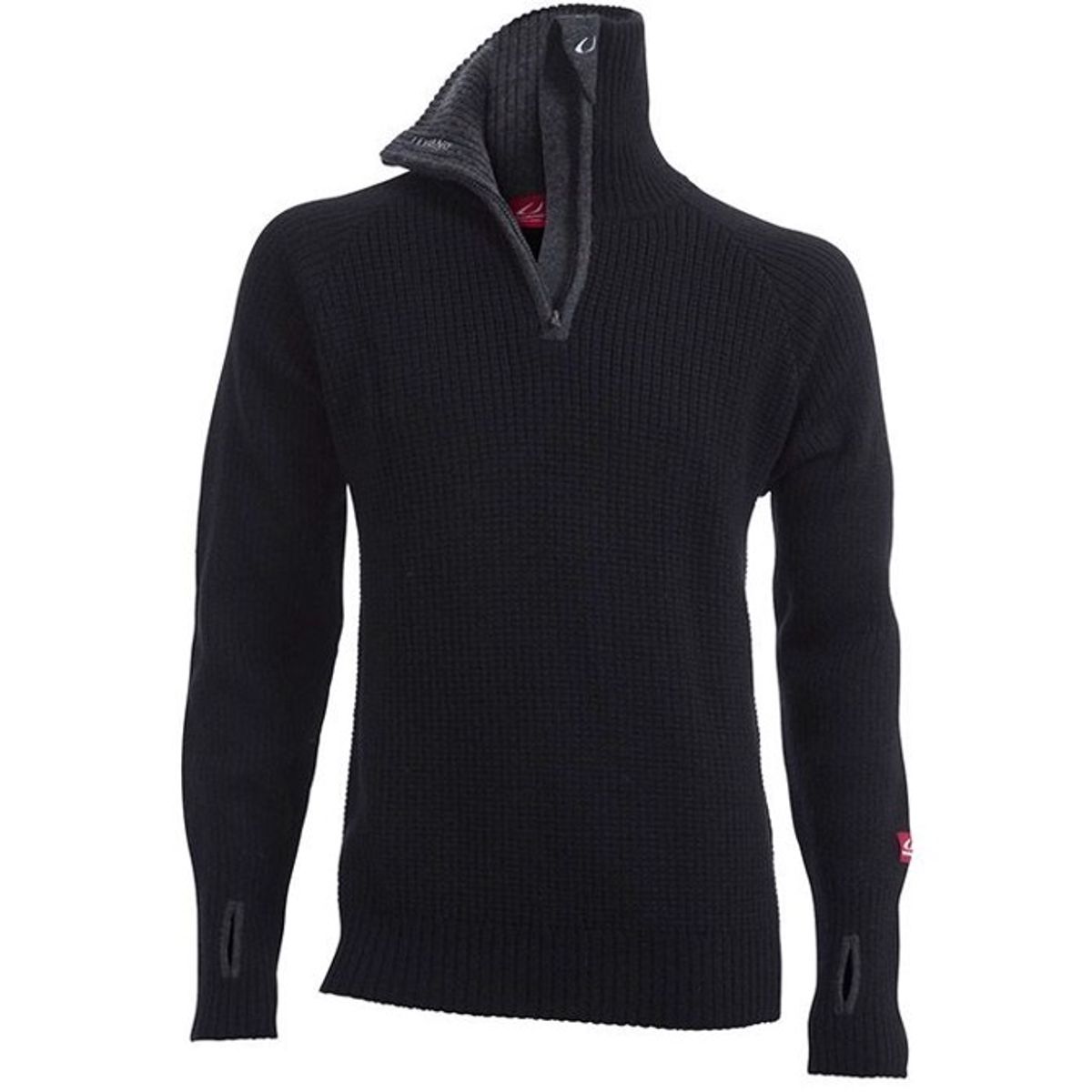 Ulvang Rav sweater w/zip uldtrøje-Sort/Sort melange-XL - Trøjer