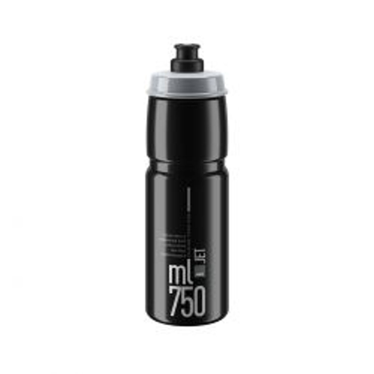 Elite Flaske JET black, grey logo 750ml - Drikkeflaske