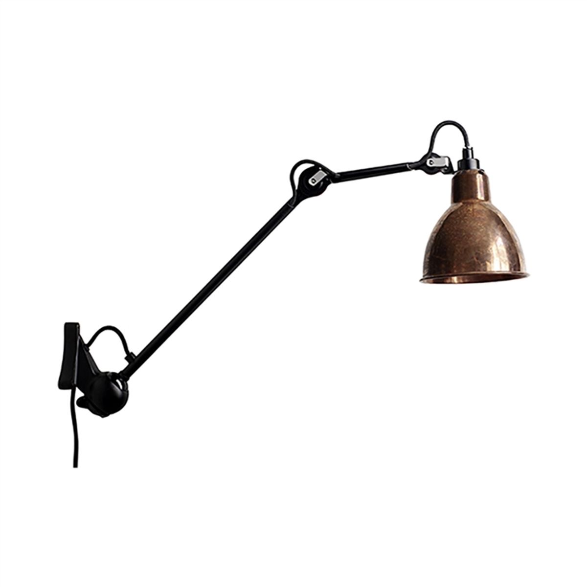 Lampe Gras No 222 væglampe, sort/rå kobber