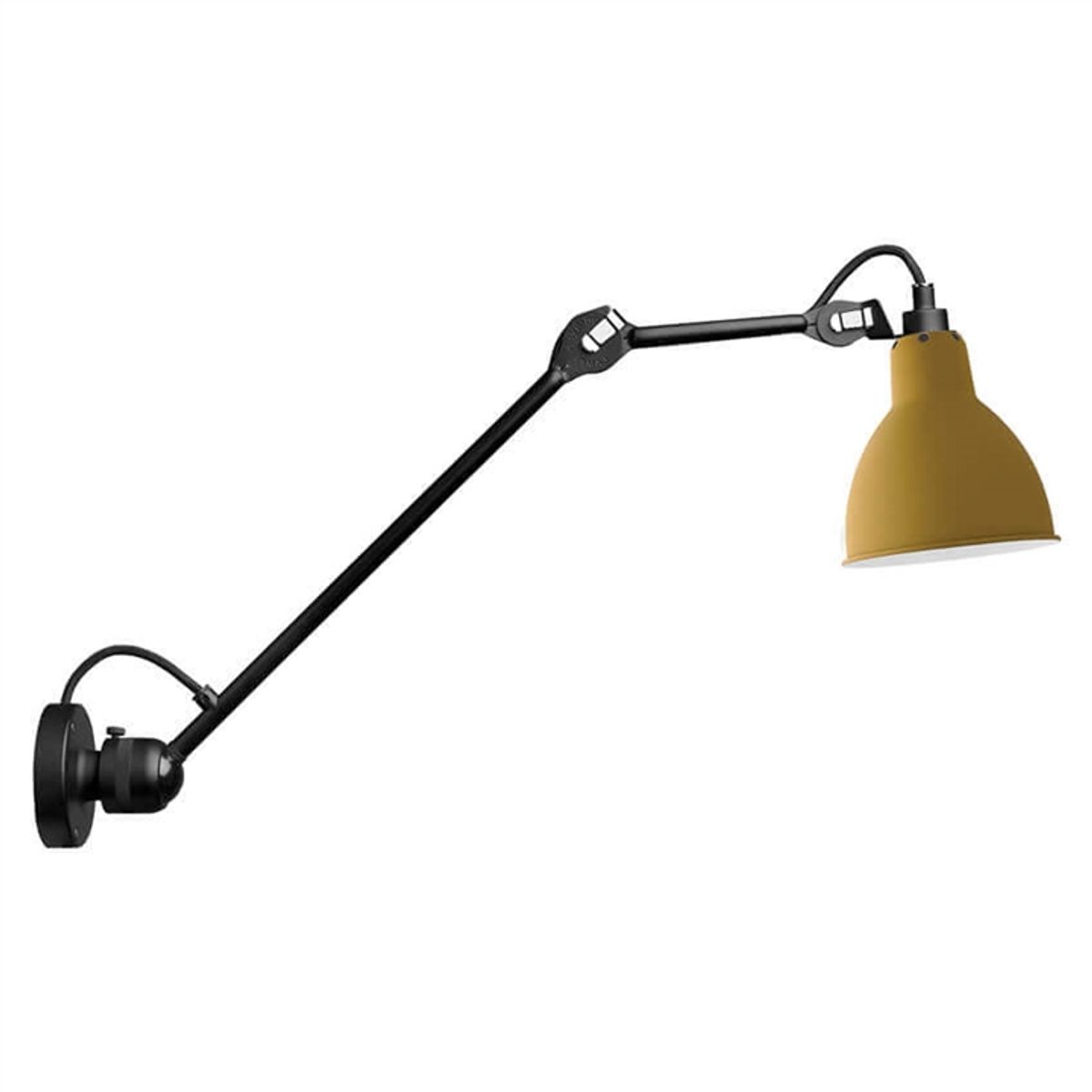 Lampe Gras No 304 L40 væglampe, sort/gul