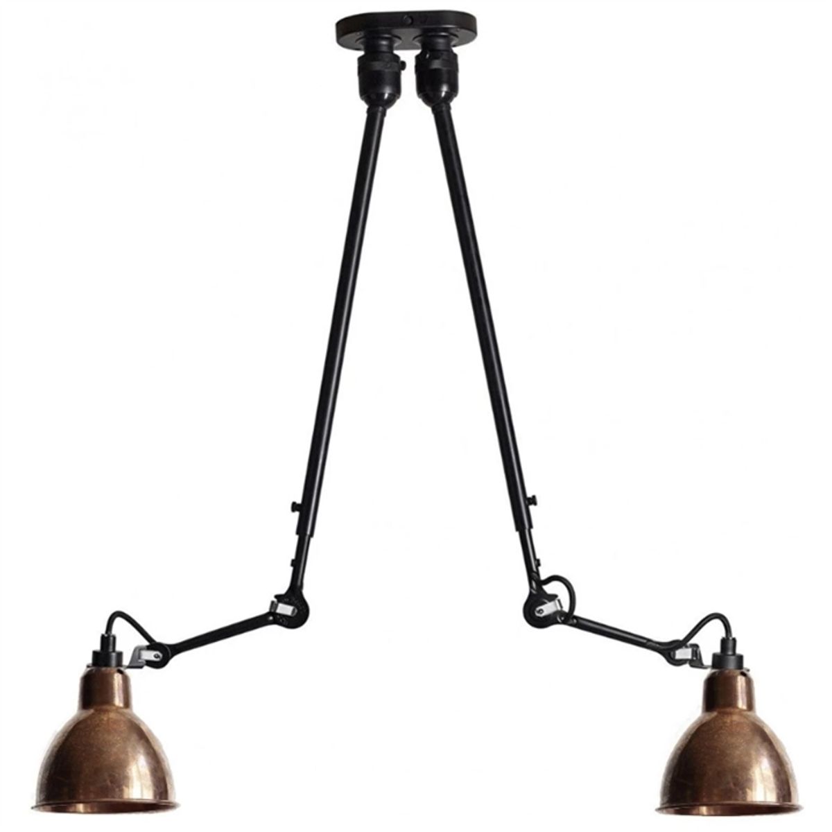 Lampe Gras No 302 Double loftlampe, sort/rå kobber