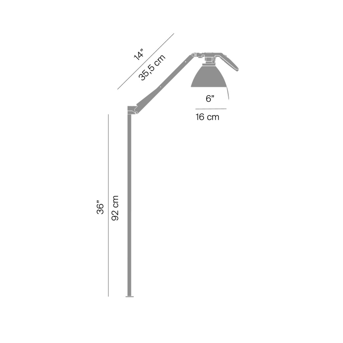 Fortebraccio gulvlampe stang/skærm, sort