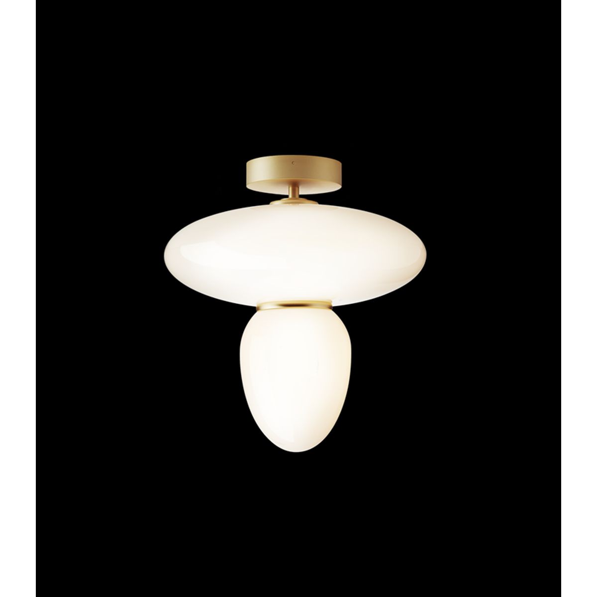 Rizzatto 42 loftlampe, satin brass/opal