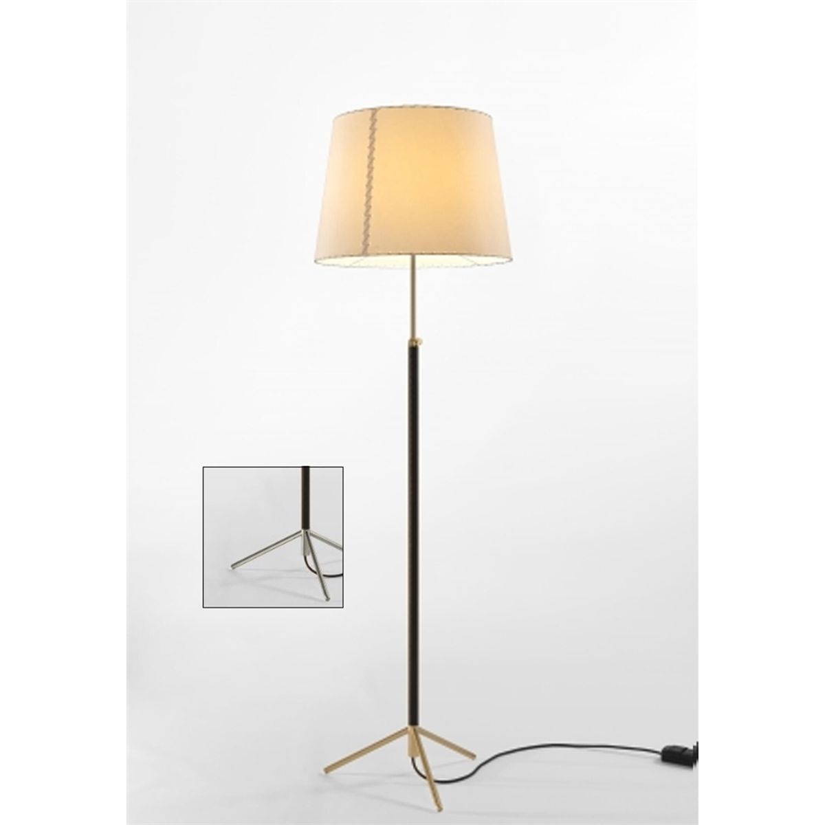 Pie de salón Gulvlampe G1 beige pergament/krom