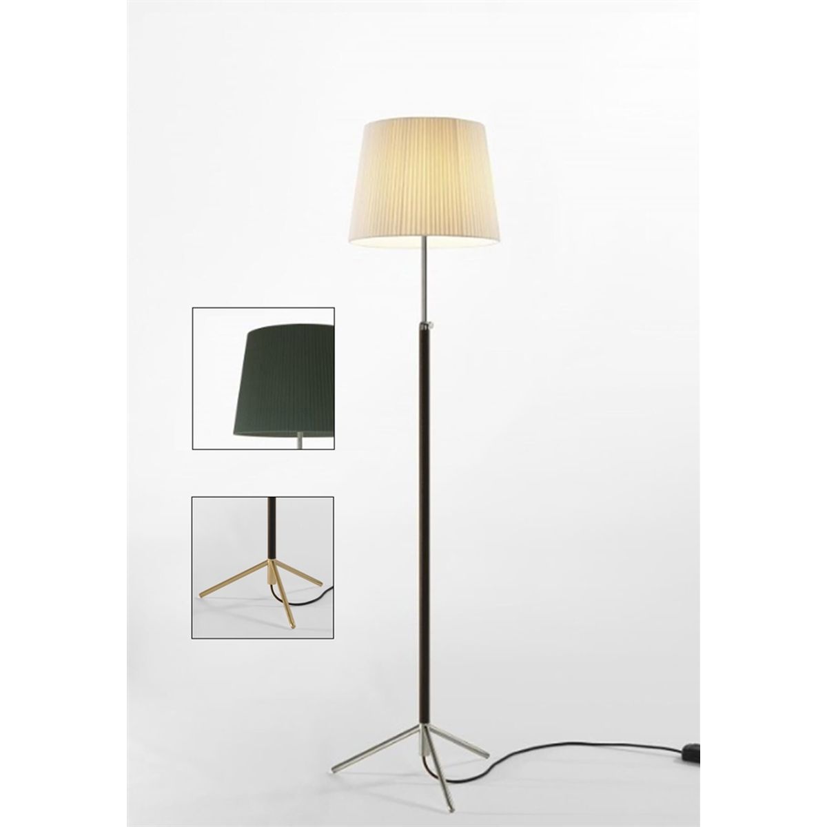 Pie de salón Gulvlampe G3 grøn/messing