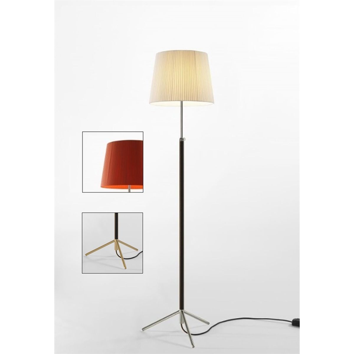 Pie de salón Gulvlampe G3 rød/messing